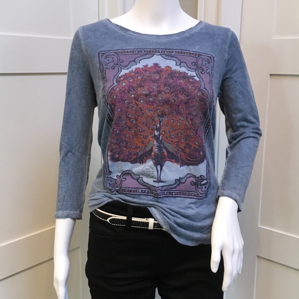 Lucky Brand Blue Peacock T-shirt S